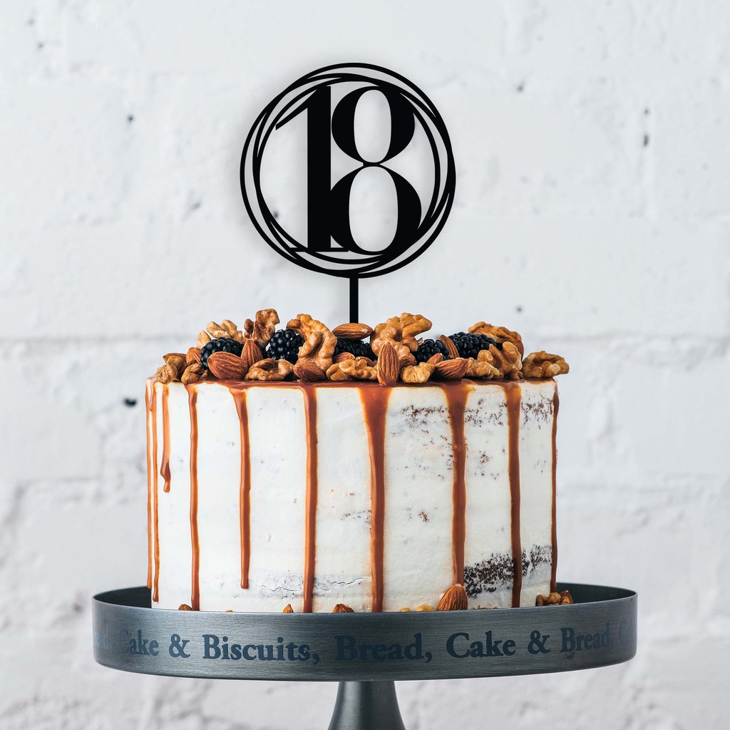 Swirl 18 Eighteenth Birthday Cake Topper - Letterfy